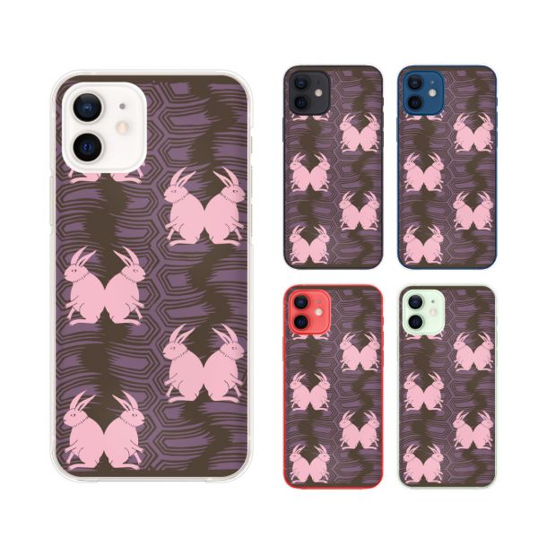 Apple スマホケース【iPhone 12 / 12 mini / 12 Pro / 12 Pro Max / SE / 11 / XS / XR / X / 8 / 7 / 6】 和柄 鳶色 うさぎ ウサギ 兎 オシャレ アップル アイフォン docomo ケース ドコモ au ケース ソフトバンク