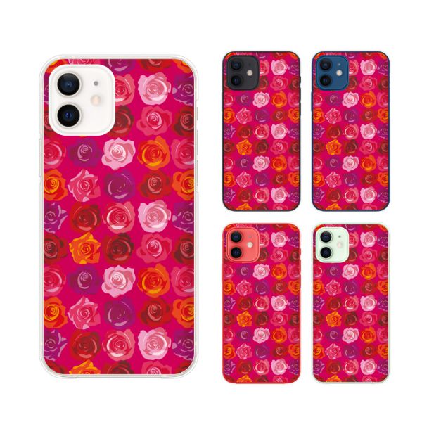 Apple スマホケース【iPhone 12 / 12 mini / 12 Pro / 12 Pro Max / SE / 11 / XS / XR / X / 8 / 7 / 6】 ローズ5 バラ 花柄 ピンク ビビッド ビビット カワイイ ハード アップル アイフォン docomo ドコモ au ソフトバンク