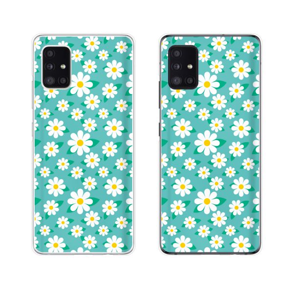 docomo ケース 【Galaxy A51 5G SC-54A / A21 SC-42A / S20 5G SC-51A / S20+ 5G SC-52A / A41 SC-41A / A20 SC-02M / S10 SC-03L】 花柄25 緑 エメラルドグリーン 白 カワイイ ハード ギャラクシー ドコモ