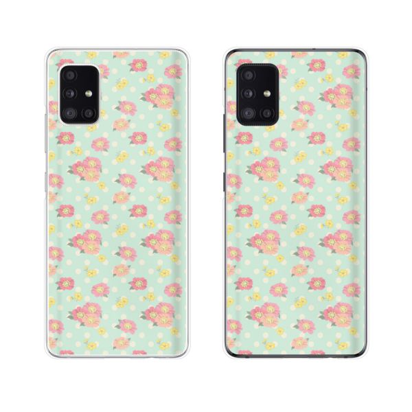 au ケース 【 Galaxy A51 5G SCG07 / S20 5G SCG01 / S20+ 5G SCG02 / A41 SCV48 / A20 SCV46 / S10 SCV41 】 花柄36 ドット 黄緑 グリーン ピンク カワイイ スマホ ケース ハード カバー