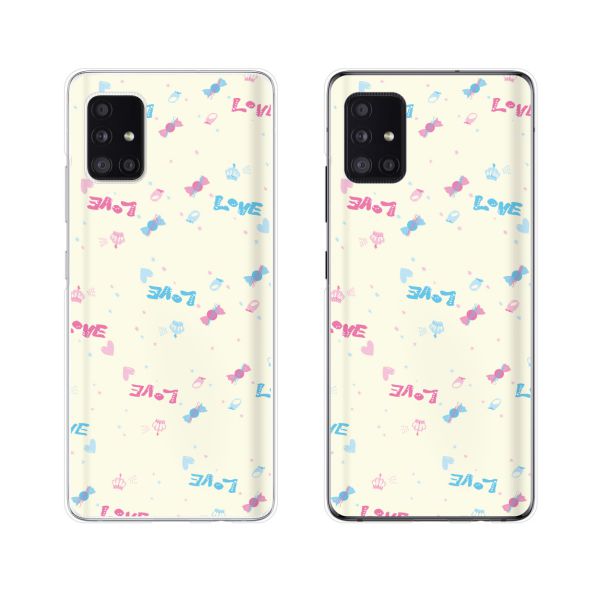 docomo ケース 【Galaxy A51 5G SC-54A / A21 SC-42A / S20 5G SC-51A / S20+ 5G SC-52A / A41 SC-41A / A20 SC-02M / S10 SC-03L】 LOVE ラブ キャンディー 白 ホワイト カワイイ ハード ギャラクシー ドコモ