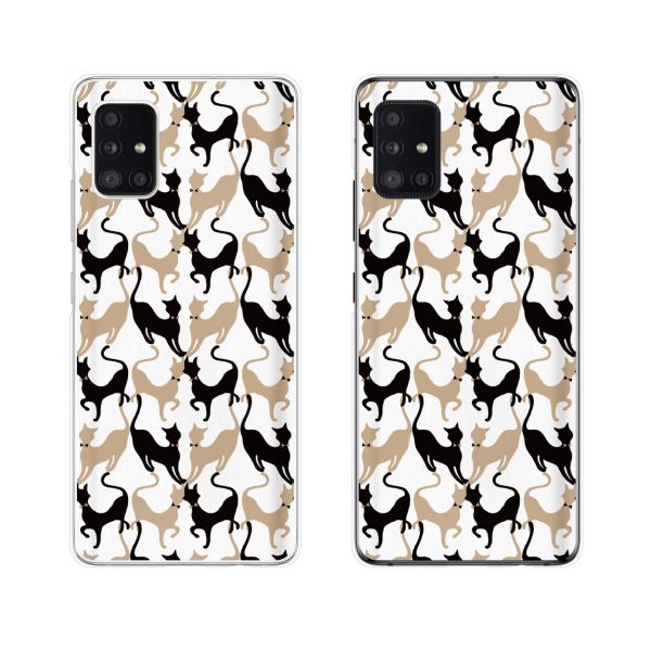 docomo ケース 【Galaxy A51 5G SC-54A / A21 SC-42A / S20 5G SC-51A / S20+ 5G SC-52A / A41 SC-41A / A20 SC-02M / S10 SC-03L】 モダンネコ1 猫 ホワイト カワイイ ハード ギャラクシー ドコモ