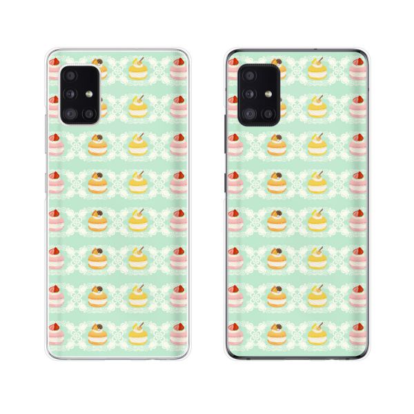 docomo ケース 【Galaxy A51 5G SC-54A / A21 SC-42A / S20 5G SC-51A / S20+ 5G SC-52A / A41 SC-41A / A20 SC-02M / S10 SC-03L】 マカロン1 シャーベットカラー グリーン レース カワイイ ハード ギャラクシー ドコモ