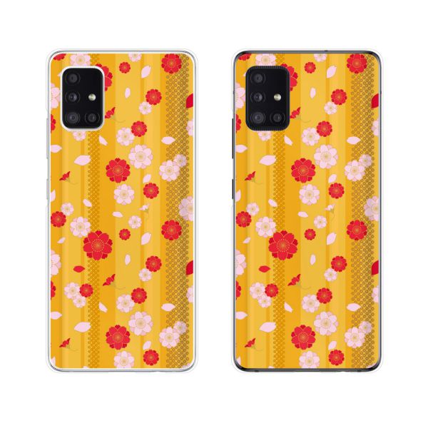 au ケース 【 Galaxy A51 5G SCG07 / S20 5G SCG01 / S20+ 5G SCG02 / A41 SCV48 / A20 SCV46 / S10 SCV41 】 和柄7 花柄 桜 さくら 黄 イエロー 赤 ピンク カワイイ スマホ ケース ハード カバー