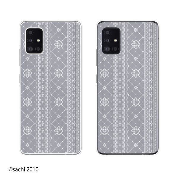 au ケース 【 Galaxy A51 5G SCG07 / S20 5G SCG01 / S20+ 5G SCG02 / A41 SCV48 / A20 SCV46 / S10 SCV41 】 レース グレー カワイイ スマホ ケース ハード カバー