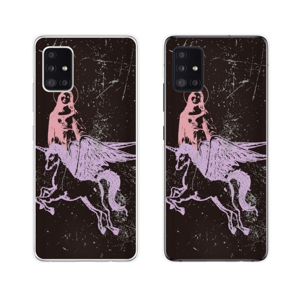 docomo ケース 【Galaxy A51 5G SC-54A / A21 SC-42A / S20 5G SC-51A / S20+ 5G SC-52A / A41 SC-41A / A20 SC-02M / S10 SC-03L】 ユニコーン 女 黒 ピンク 紫 オサレ ハード ギャラクシー ドコモ