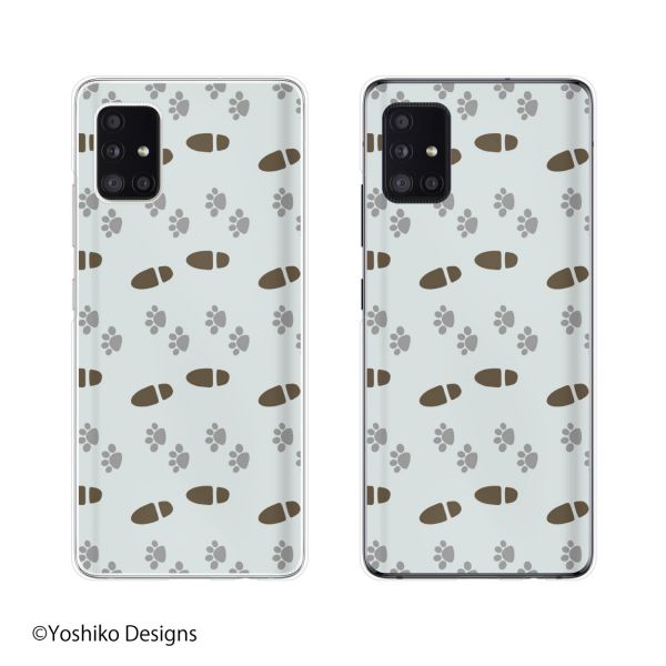 au ケース 【 Galaxy A51 5G SCG07 / S20 5G SCG01 / S20+ 5G SCG02 / A41 SCV48 / A20 SCV46 / S10 SCV41 】 あしあと グレー シンプル 大人カワイイ スマホ ケース ハード カバー