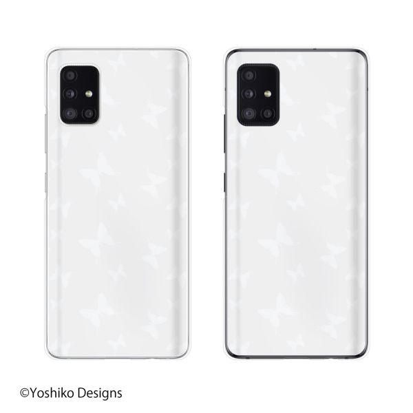 au ケース 【 Galaxy A51 5G SCG07 / S20 5G SCG01 / S20+ 5G SCG02 / A41 SCV48 / A20 SCV46 / S10 SCV41 】 バタフライ1 ホワイト 蝶 シンプル 大人カワイイ スマホ ケース ハード カバー