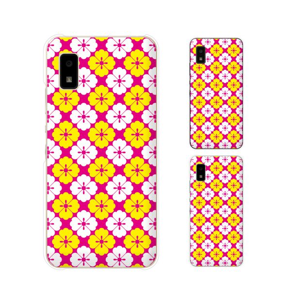 乐天商城 - AQUOS wish / sense4 Plus / sense3 lite SH-RM12 / sense3 plus SH-RM11 / sense plus SH-M07 和柄9 花柄 ピンク 白 ホワイト 黄色 イエロー カワイイ スマホ ケース ハード カバー アクオス