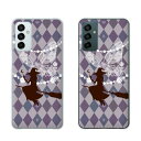 Galaxy M23 5G 魔女と揚羽 バタフライ チェック ウイッチ パープル スマホ ケース ハード カバー ギャラクシー SIMフリー(2)