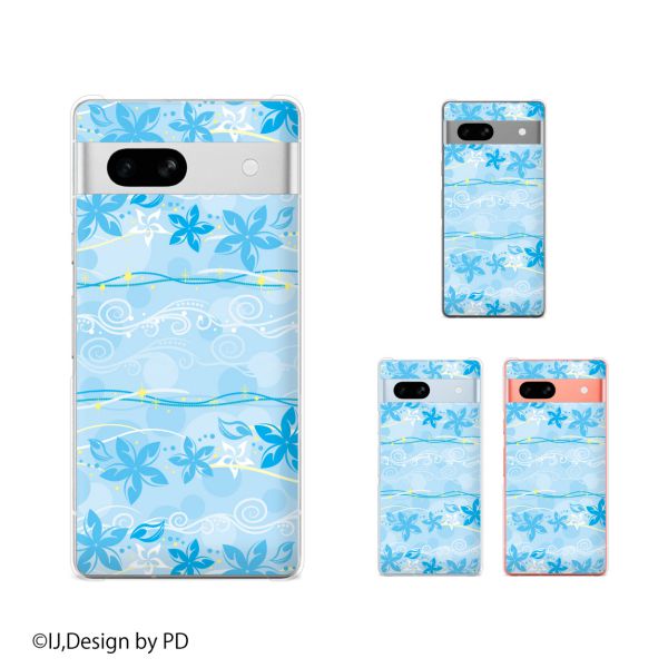 樂天商城 - Google Pixel 7a / Pixel 3a / Pixel 3a XL / Pixel 3 / Pixel 3 XL タイリング1 水色 ブルー 花 カワイイ スマホ ケース ハード カバー グーグル ピクセル3