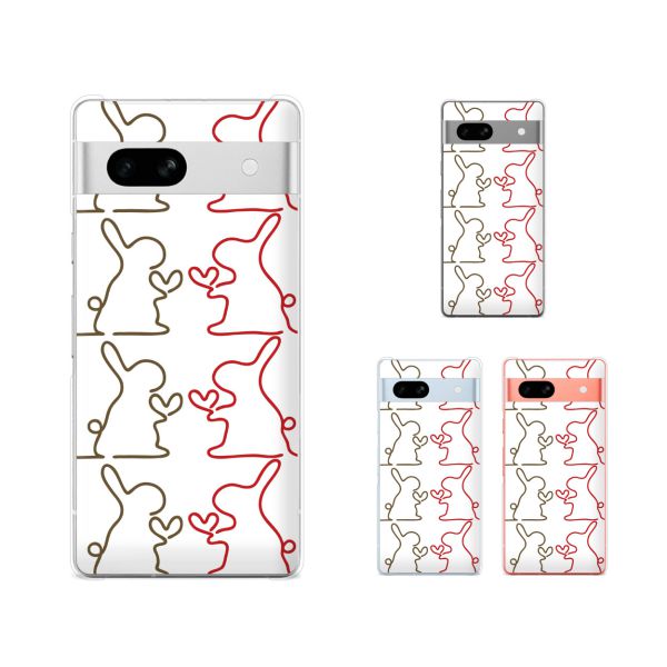 樂天商城 - Google Pixel 7a / Pixel 3a / Pixel 3a XL / Pixel 3 / Pixel 3 XL うさぎ ウサギ 兎 糸1 ハート 赤 茶色 動物 スマホ ケース ハード カバー グーグル ピクセル3
