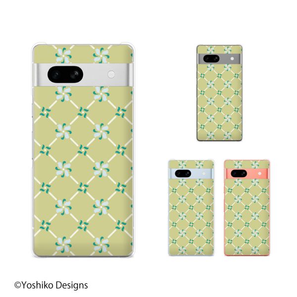 乐天商城 - Google Pixel 7a / Pixel 3a / Pixel 3a XL / Pixel 3 / Pixel 3 XL フラワー4 グリーン レトロ 花柄 大人カワイイ スマホ ケース ハード カバー グーグル ピクセル3