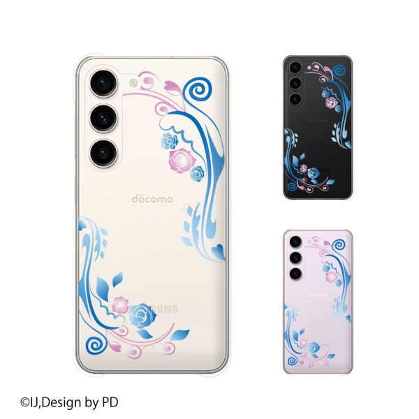 乐天商城 - au ケース 【 Galaxy S23 SCG19 / A54 5G SCG21 / A23 5G SCG18 / S22 SCG13 / S22 Ultra SCG14 / A53 5G SCG15 / A51 5G SCG07 】 花は流れて ブルー スマホ ケース ハード カバー