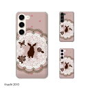 au ケース 【 Galaxy S23 SCG19 / A54 5G SCG21 / A23 5G SCG18 / S22 SCG13 / S22 Ultra SCG14 / A53 5G SCG15 / A51 5G SCG07 】 ウサギ2 うさぎ 兎 レース バラ ピンク カワイイ スマホ ケース ハード カバー