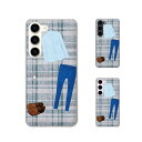 au ケース 【 Galaxy S23 SCG19 / A54 5G SCG21 / A23 5G SCG18 / S22 SCG13 / S22 Ultra SCG14 / A53 5G SCG15 / A51 5G SCG07 】 ファッション シャツ ジーンズ 青 ブルー チェック スマホ ケース ハード カバー