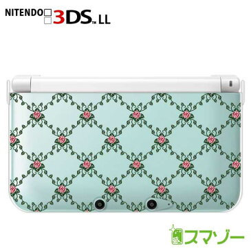 【new Nintendo 3DS/ new Nintendo 3DS LL/ Nintendo 3DS LL 】 カバー ケース ハード クリアデザインケース / ローズチェック 薔薇 バラ クロス ピンク グリーン カワイイ メール便送料無料 任天堂 スリー ディーエス ニュー 新型 ニンテンドー