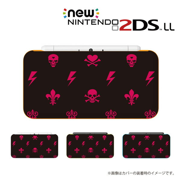 名入れできます★【new Nintendo 2DS LL/new Nintendo 3DS LL/ Nintendo 3DS LL 】 カバー ケース ハード new3dsll new2dsll 3dsll 2dsll / スカル3 表面プリント 骸骨 ガイコツ ドクロ ブラック ピンク メール便送料無料 任天堂 スリー ディーエス ニュー