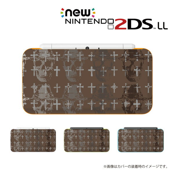 名入れできます★【new Nintendo 2DS LL/new Nintendo 3DS LL/ Nintendo 3DS LL 】 カバー ケース ハード new3dsll new2dsll 3dsll 2dsll / スカル4 表面プリント 骸骨 ガイコツ ドクロ 十字架 クロス アイボリーブラック メール便送料無料 任天堂 スリー ディーエス ニュー