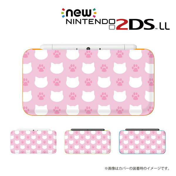 【 new NINTENDO 2DS LL 】 カバー ケース ハード / にゃんこドット ねこ 肉球 かわいい ピンク メール便送料無料 任天堂 ツーディーエス ニュー ニンテンドー