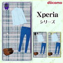docomo【Xperia 5 IV SO-54C / Xperia 1 IV SO-51C / 10 IV SO-52C / Ace III SO-53C / 5 III SO-53B / 1 III SO-51B】《純正クレードル充電対応》 服 ファッション 小物 シャツ ジーンズ 青 ブルー チェック スマホ ケース ハード カバー エクスペリア ドコモ