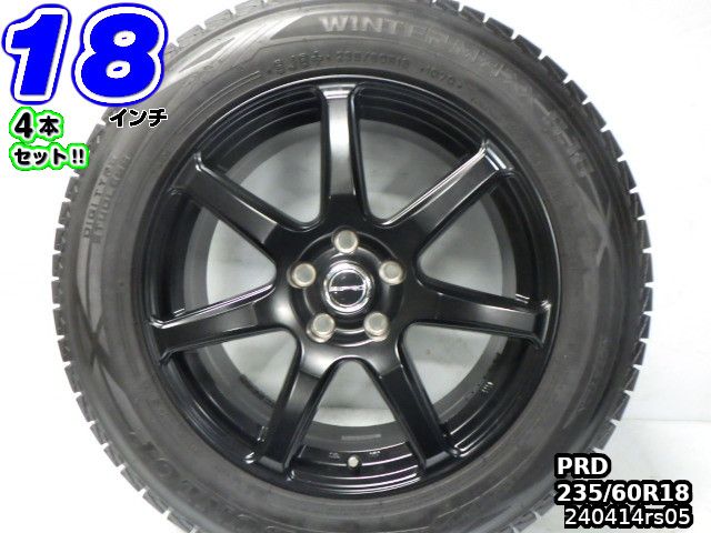 【中古】PRDマットブラック/スポーク18x7.5J+48/114.3/5Hダンロップ WINTER MAXX SJ8(ウィンターマックスSJ8)21年製溝あり235/60R1818インチ スタッドレスタイヤホイール4本セット