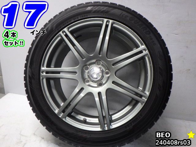 【中古】BEOシルバー/スポーク17x7J+48/100/5Hヨコハマ ICE GUARD iG60(アイスガード6)溝あり215/50R1717インチ スタッドレスタイヤホイール4本セット