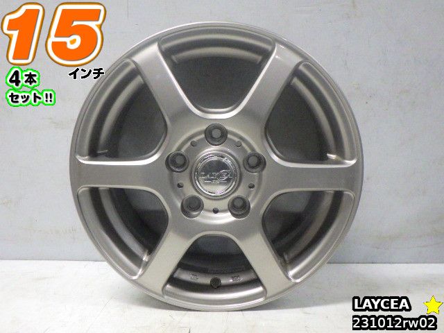 【中古】LAYCEAシルバー/スポーク15x6J+53/114.3/5H15インチ ホイール4本セット