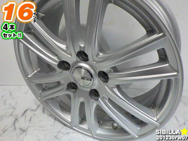 【中古】中古ホイール 16インチ 4本セットSIBILLA(シビラ)16x6.5J/+53/114.3/5Hシルバー/スポーク