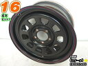 【中古】中古ホイール 16インチ 4本セットtsw(スチール)16x7J/+30/114.3/5Hブラック/リムブルー&レッドライン/ディッシュ/M14対応