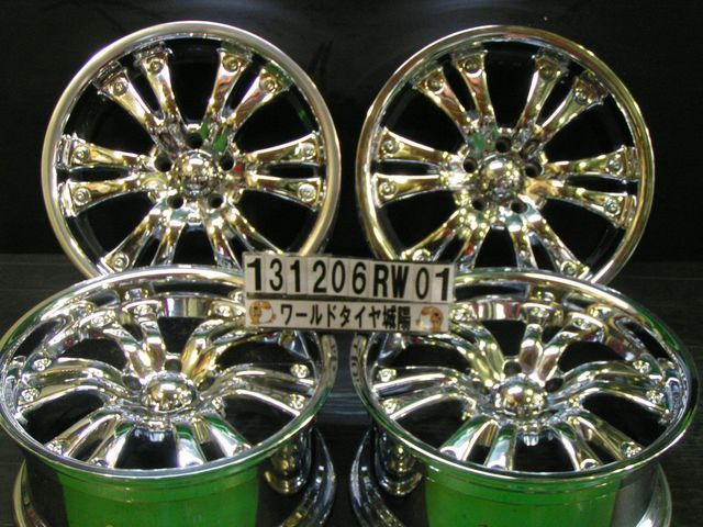 【中古】MKW MK-9クロームメッキ／スポーク18x8.5J 10/114.3/5H18インチ ホイール4本セット