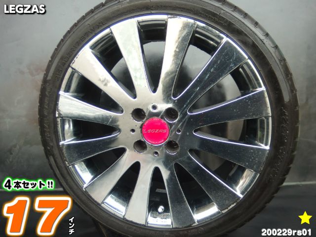 【中古】LEGZAS(レグザス)メッキ/スポーク17x7J 42/100/4Hハイダ HD927215/40R1717インチ タイヤホイール4本セット