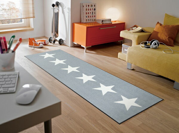 キッチンマット Stars grey 60x180cm （屋外・屋内兼用）