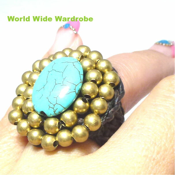 クーポン 有 パワーストーン天然石ハンドメイドターコイズビーズ編みあみリング トルコ石 指輪 ホワイトデー バレンタイン 2024 入学