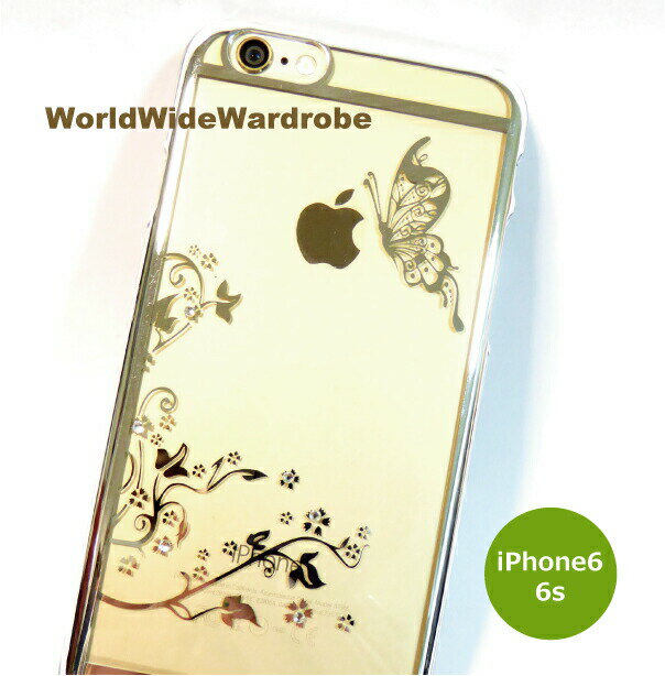 Rakuten - ★ストーン付お花と蝶々柄シンプルiPhone6/6sクリアーカバージャケットケー ス