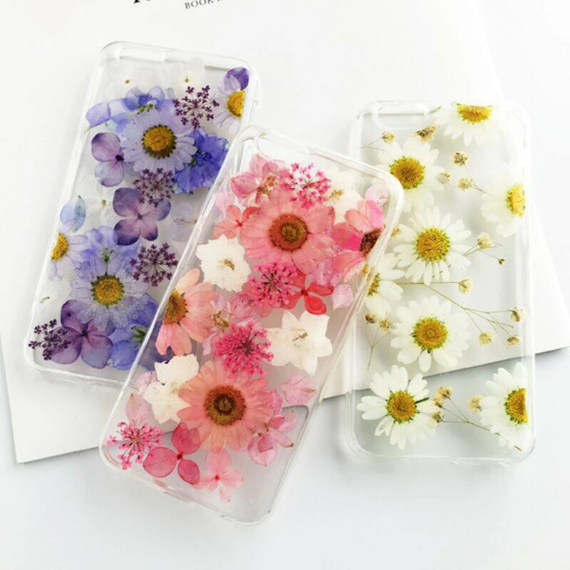 クーポン有 セール天然押し花使用!手作りドライフラワークリアカバージャケットケースiPhoneX 8 8Plus 7 7Plus 6 6Plus 5 ギフト 人...