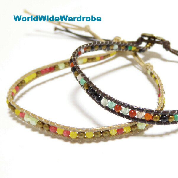 クーポン マルチカラーカラフル天然石パワーストーンビーズと本革レザーラップブレスレットluu お守り 手作り 天然石 パワーストーン ビーズ 願い事 水晶 紐 ...