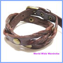 クーポン 有 ユニセックスねじりツイスト2重巻き本革レザーベルトブレスレット男女兼用Bracelet