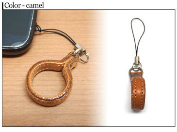 本革 落下防止 スマホリング ストラップ キャメル camel 茶 ギフト レザー Gift leather 携帯 スマートフォン用 プレゼント ネコポス 送料無料