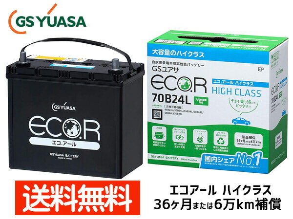 【最大20倍★6/1限定ポイントアップ】キューブ Z12 HR15DE バッテリー EC-70B24L GSユアサ GS YUASA エコアール ハイクラス 送料無料