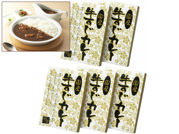 【エントリーP5倍+限定クーポン実施♪6/4 20時〜6/10】国産牛すじカレー中辛 5食 国産牛すじカレー中辛180g×5 レトルト KGS-25 内祝い お祝い 返礼品 贈答 進物 ギフトプレゼント 税率8%