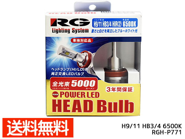 【最大20倍P買いまわりでポイントアップ 5/20のみ! 】LED ヘッドライト ヘッドバルブ H9 H11 HB3 HB4 HIR2 6500K 5000lm 12V 24V 車検対応 日本製 RG レーシングギア RGH-P771 送料無料