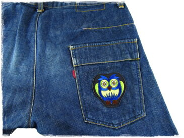 アイロンワッペン//ミミズク ブルーグリーン (アップリケ 鳥 owl 猛禽類)