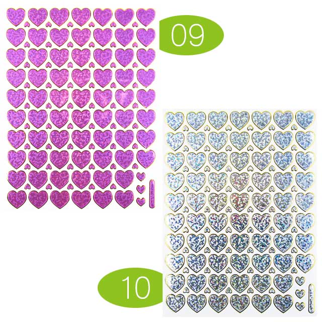 【ハート】アクセントステッカー Sサイズ 09パープル&10シルバー キラキラ加工 　(シールシート スケジ..