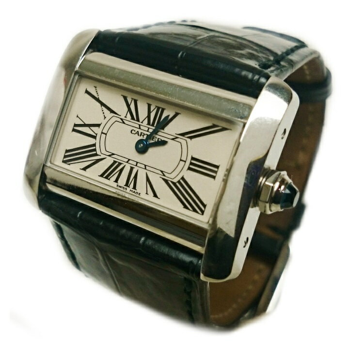 カルティエ Cartier タンク ミニディヴァン ディバン 腕時計 レディース クォーツ レザー 2599【質屋出店】【中古】