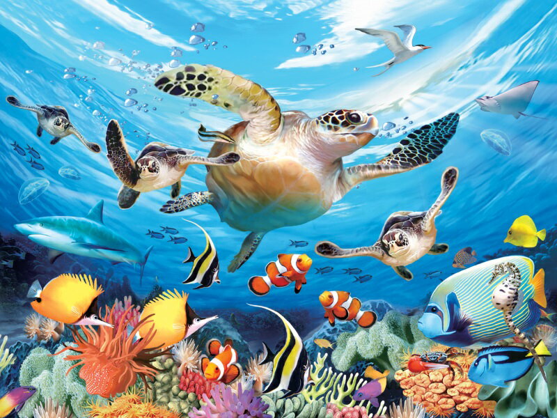 3D ジグソーパズル 【ウミガメの旅】63ピース HowardRobinson 海 カメ おうち時間 かわいい プレゼント 脳トレ 知育玩具