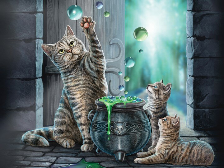 3Dポスター【水玉で遊ぶ猫】