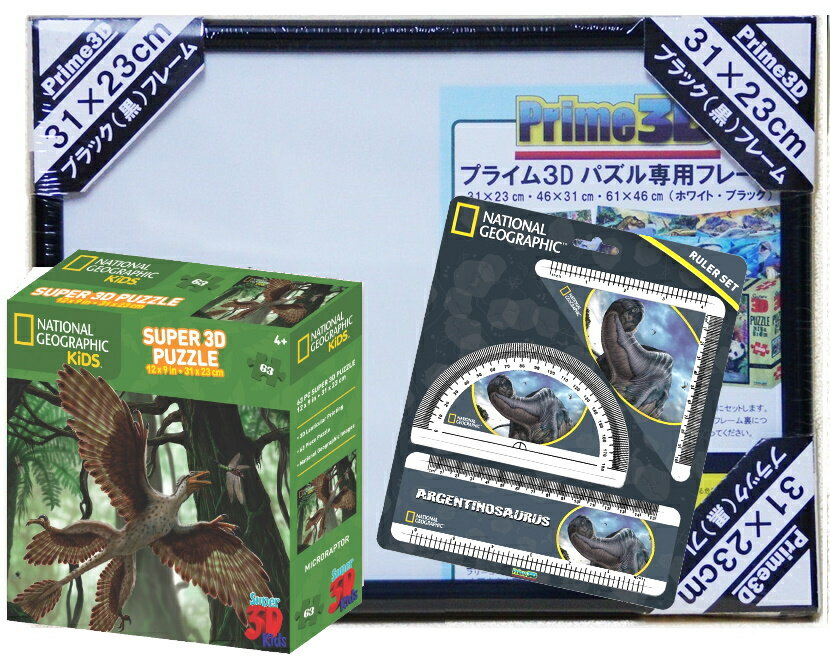 【数量限定】\クリスマスラッピング/超お買い得セット 3D 100ピースジグソーパズル × パズルフレーム に便利な定規セットがついてくる 【ミクロラプトル】3Dジグソーパズル 文房具 女の子 男の子 大人 クリスマス 誕生日 新年 ギフト プレゼント