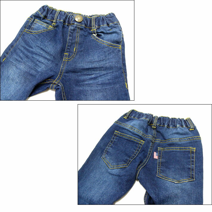 【SALE】【DaddyohDaddy】ダディオダディ[キッズ]ストレッチデニムストレートパンツ/［80〜130］V15080/ジーンズ/デニムパンツ/ストレートパンツ/男女兼用/長ズボン/10分丈/ジーパン/ウエストゴム/丸高衣料【あす楽】【RCP】