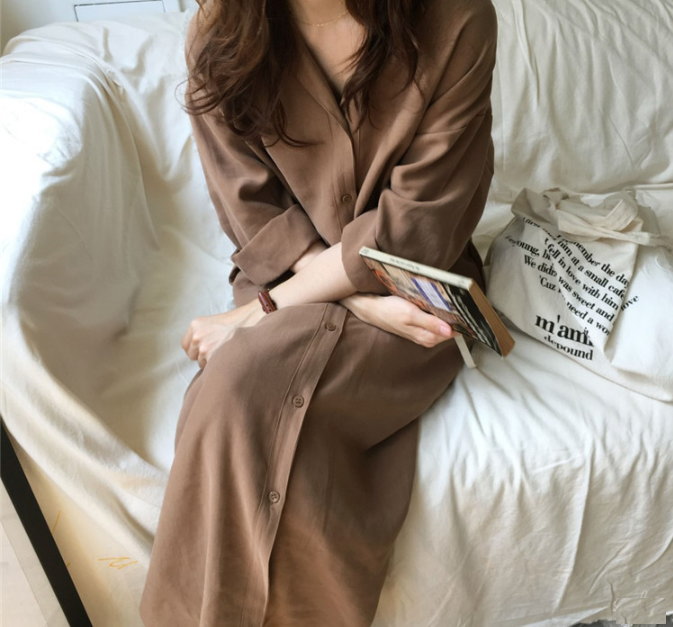 ワンピース シャツワンピ シャツ ロング丈 ロングワンピ 無地 長袖 マキシワンピ ロングカーディガン 春秋 レディース メール便送料無料おうちコーデ (アパレル)